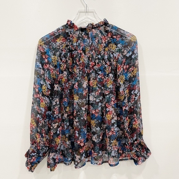 Ella Moss Wildflower Peasant Blouse Smocked Floral - Picture 10 of 12